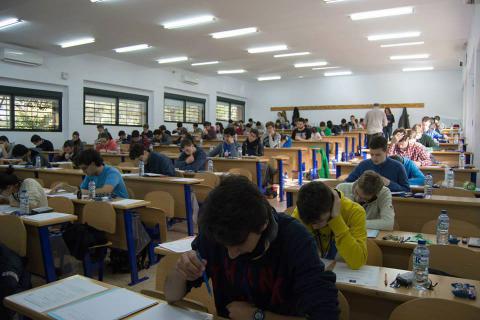 Una vista del aula donde se celebró la prueba
